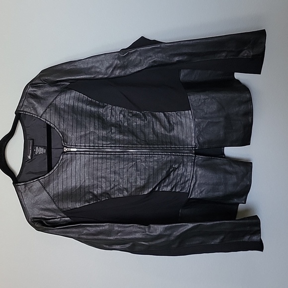 Lane Bryant Bikercore Matrix size 24 faux leather collarless crop jacket - Picture 1 of 5